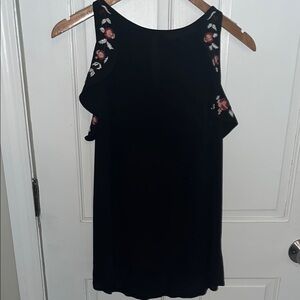 LOFT Black Ruffled Embellished Tank Blouse
